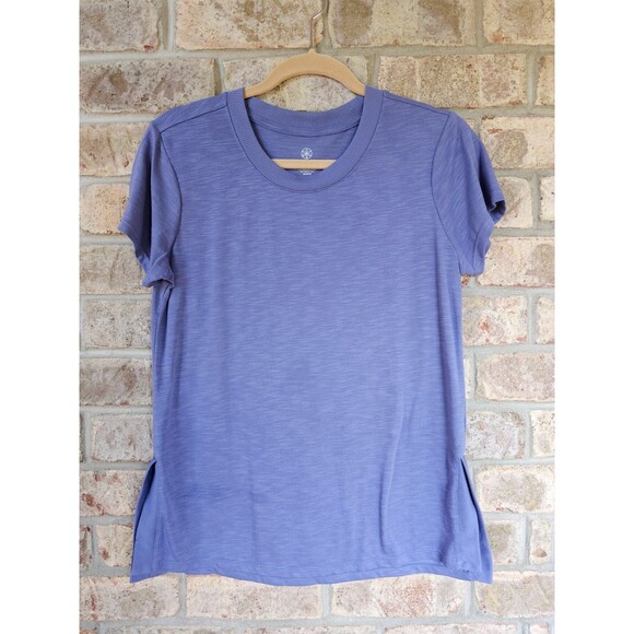 GAIAM‎ Periwinkle Short Sleeve Split Hem Tee T-Shirt Shirt Top Women's M EUC - Picture 2 of 9